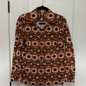 Duluth Trading Co Multicolor Geometric Button Down Flannel Shirt